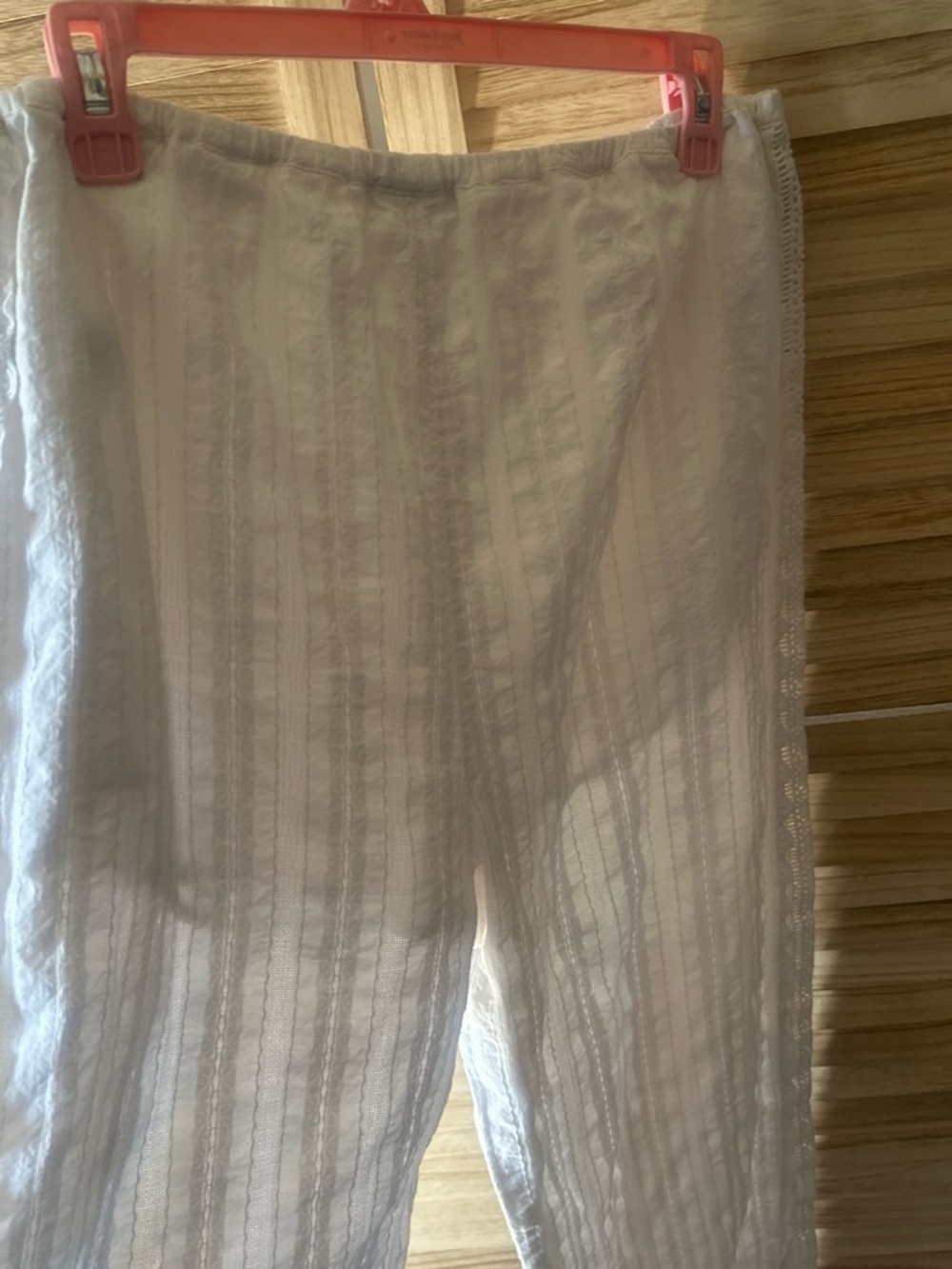 Lightweight White Linen-Look Drawstring Pants - Picture 2 of 3
